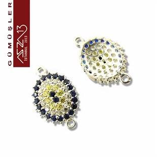 925 K Gümüşve Zirkon Taşlı Oval Nazarlık / Paket İçeriği 1 Adet