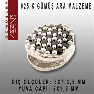 925 K Gümüş, Oval,Taşlı Ara Malzeme / Paket İçeriği 1 Adet