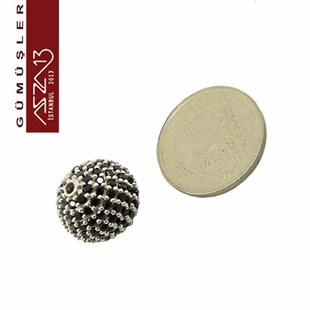 925 K Gümüş Jet Taşlı, 12 mm Top Boncuk / Paket İçeriği 1 Adet