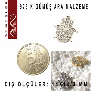 925 K Gümüş, Fatmanın Eli,Taşlı Ara Malzeme / Paket İçeriği 1 Adet