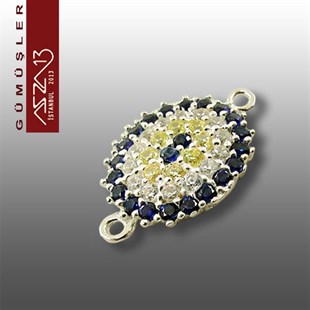 925 K Gümüşve Zirkon Taşlı Oval Nazarlık / Paket İçeriği 1 Adet
