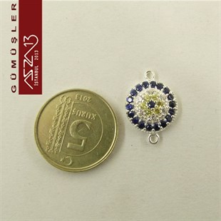 925 K Gümüşve Zirkon Taşlı Yuvarlak Nazarlık / Paket İçeriği 1 Adet