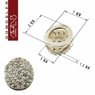 925 K Gümüş, Oval,Taşlı Ara Malzeme / Paket İçeriği 1 Adet