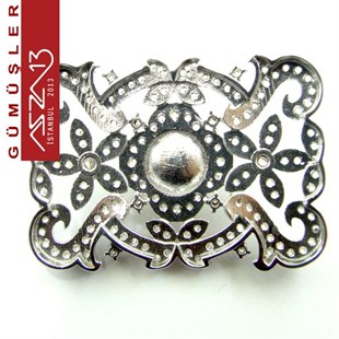 925 K Gümüş İncili, Zirkon Taşlı Dikdörtgen Fligran / Paket İçeriği 1 Adet