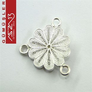 1,5 cm Çiçek Motifli Üç Kulplu, 925 Gümüş Telkari Fligran (2,05 gr)