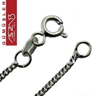 925 K Gümüş 1 mm Gurme Zincir 45 cm / Paket İçeriği 1 Adet