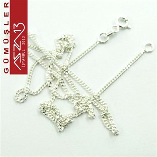 925 K Gümüş 1 mm Gurme Zincir 45 cm / Paket İçeriği 1 Adet