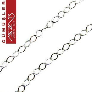 925 K Gümüş - 3,0 mm - Uzun Oval Baklalı Halat (Cable) Zincir / 15 cm