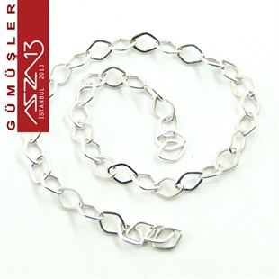 925 K Gümüş - 3,0 mm - Uzun Oval Baklalı Halat (Cable) Zincir / 15 cm