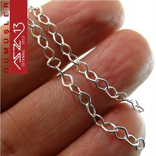 925 K Gümüş - 3,0 mm - Uzun Oval Baklalı Halat (Cable) Zincir / 15 cm