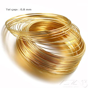 Hafızalı Bileklik Teli / Çelik / Altın Renk / 6 cm / 20 Sıra