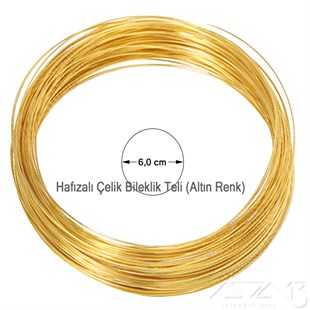 Hafızalı Bileklik Teli / Çelik / Altın Renk / 6 cm / 20 Sıra