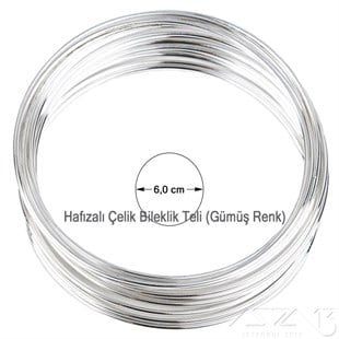Hafızalı Bileklik Teli / Çelik / Gümüş Renk / 6 cm / 20 Sıra