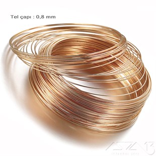 Hafızalı Bileklik Teli / Çelik / Rose Altın Renk / 6 cm / 20 Sıra