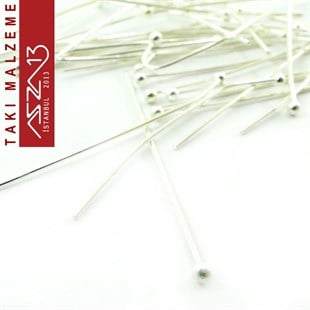 Gümüş Kaplamalı 35 mm Topbaş İğne / Paket İçeriği 50 Adet