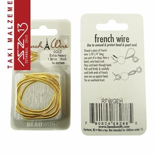 14K Altın Kaplama, 1,8 mm İçi Boş Metal Tel / French Wire / Paket İçeriği 35 cm