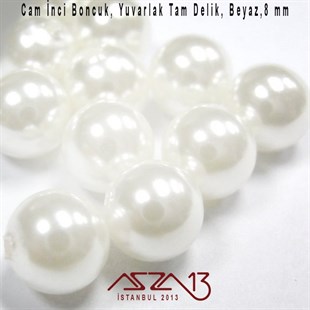 40 Adet 8 mm Beyaz Renk İnci Boncuk (25 gr)