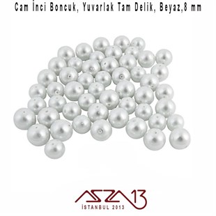 40 Adet 8 mm Beyaz Renk İnci Boncuk (25 gr)