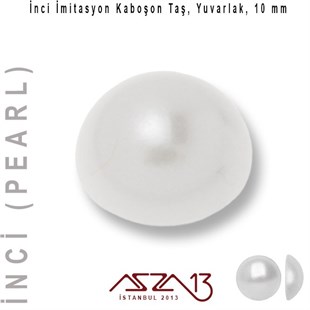 40 Adet 10 mm Beyaz Renk Yarım Yuvarlak Akrilik İnci Yapıştırma Taş (11 gr)