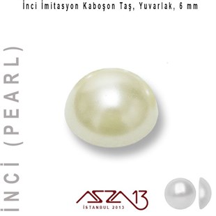 60 Adet 6 mm Krem Renk Yarım Yuvarlak Akrilik İnci Yapıştırma Taş (4,5 gr)