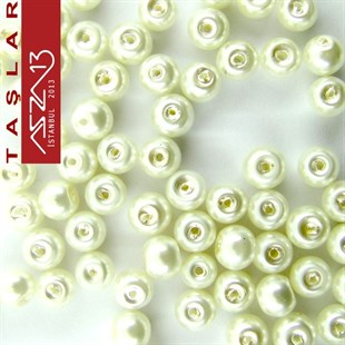 82 Adet 6 mm Beyaz Renk İnci Boncuk (25 gr)