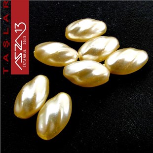 15 Adet 7x13 mm Somon Renk Oval Yüzeyi Burgulu Cam İnci Boncuk (11 gr)