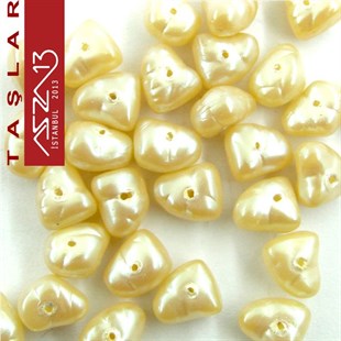 30 Adet 6x8 mm Somon Renk Amorf Üçgen Yüzeyi Pütürlü Cam İnci Boncuk (9 gr)