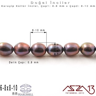 6-8 mm x 8-10 mm - Amorf Oval - Düz Yüzey - Doğal Karayip İnci (PearlShell) / 45 Adet (1 Dizi)