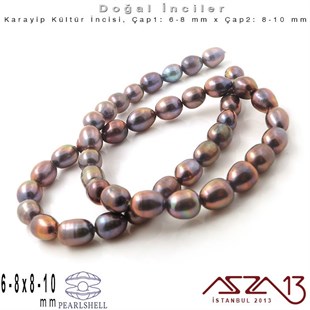 6-8 mm x 8-10 mm - Amorf Oval - Düz Yüzey - Doğal Karayip İnci (PearlShell) / 45 Adet (1 Dizi)