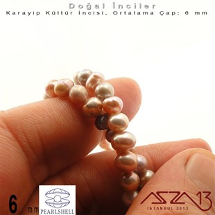 6 mm - Yuvarlak - Düz Yüzey - Doğal Karayip İnci (PearlShell) / 72 Adet (1 Dizi)