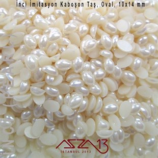 30 Adet 10x14 mm Krem Renk Yarım Oval İnci Kaboşon