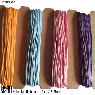 İp - Doğal Keten 4lü İp Seti - 0,55 mm - Hemp4130 - 4x12,2 Metre 