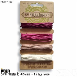 İp - Doğal Keten 4lü İp Seti - 0,55 mm - Hemp4160 - 4x12,2 Metre 