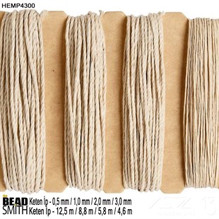 İp - Doğal Keten 4lü İp Seti - 0,5 / 1,0 / 2,0 / 3,0 mm - Renksiz - 12,5 / 8,8 / 5,8 / 4,6 Metre 