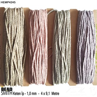 İp - Doğal Keten 4lü İp Seti - 1,0 mm - Hemp4245 - 4x9,1 Metre 