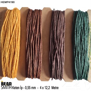 İp - Doğal Keten 4lü İp Seti - 0,55 mm - Hemp4190 - 4x12,2 Metre 
