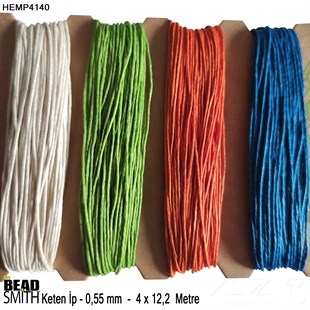 İp - Doğal Keten 4lü İp Seti - 0,55 mm - Hemp4140 - 4x12,2 Metre 