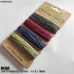 İp - Doğal Keten 4lü İp Seti - 1,0 mm - Hemp4220 - 4x9,1 Metre 