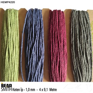 İp - Doğal Keten 4lü İp Seti - 1,0 mm - Hemp4220 - 4x9,1 Metre 