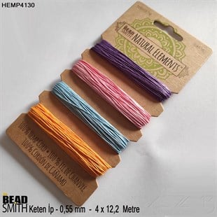 İp - Doğal Keten 4lü İp Seti - 0,55 mm - Hemp4130 - 4x12,2 Metre 