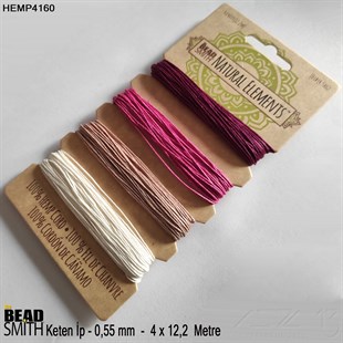 İp - Doğal Keten 4lü İp Seti - 0,55 mm - Hemp4160 - 4x12,2 Metre 