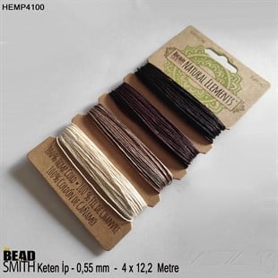 İp - Doğal Keten 4lü İp Seti - 0,55 mm - Hemp4100 - 4x12,2 Metre 