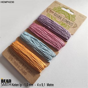 İp - Doğal Keten 4lü İp Seti - 1,0 mm - Hemp4230 - 4x9,1 Metre 
