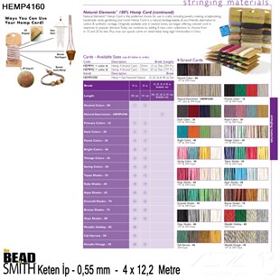 İp - Doğal Keten 4lü İp Seti - 0,55 mm - Hemp4160 - 4x12,2 Metre 