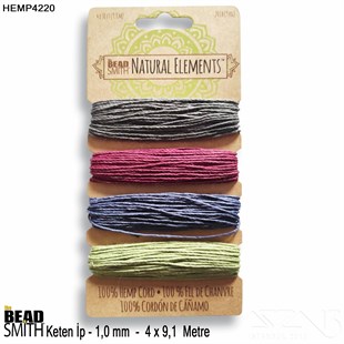 İp - Doğal Keten 4lü İp Seti - 1,0 mm - Hemp4220 - 4x9,1 Metre 