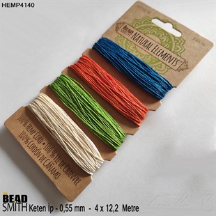 İp - Doğal Keten 4lü İp Seti - 0,55 mm - Hemp4140 - 4x12,2 Metre 