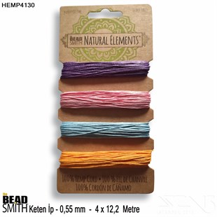 İp - Doğal Keten 4lü İp Seti - 0,55 mm - Hemp4130 - 4x12,2 Metre 