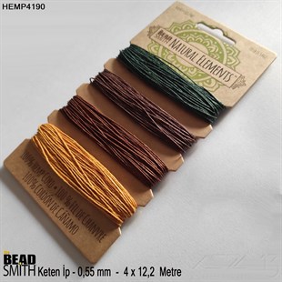 İp - Doğal Keten 4lü İp Seti - 0,55 mm - Hemp4190 - 4x12,2 Metre 