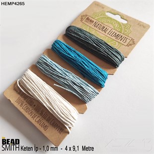 İp - Doğal Keten 4lü İp Seti - 1,0 mm - Hemp4265 - 4x9,1 Metre 