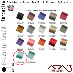 S-Lon Tex70 Micro - Turquoise - Turkuaz - 0,12 mm Kalınlıkta İp / 262 metre